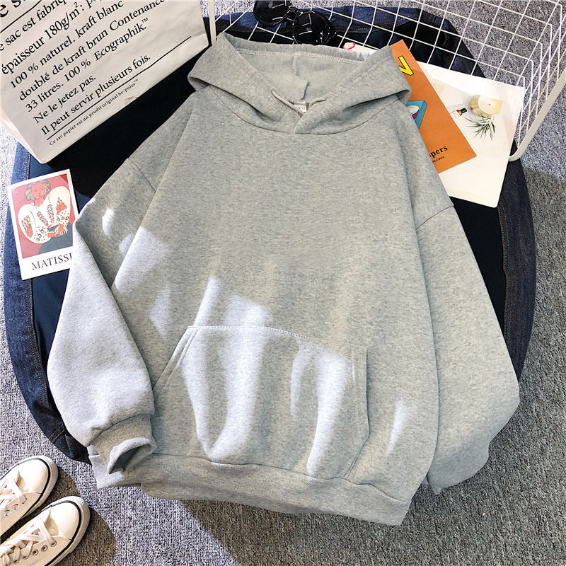 Girls Solid Color Hoodie Sweater
