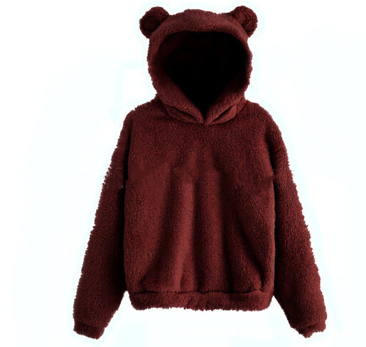 New Fluffy Rabbit Ears Hooded Warm Sweater Sweater