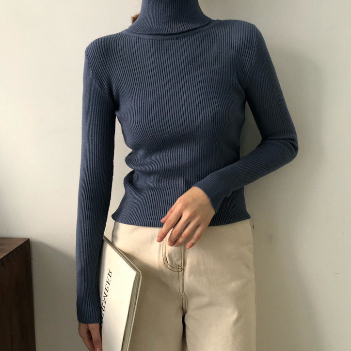 High neck long sleeve knit top