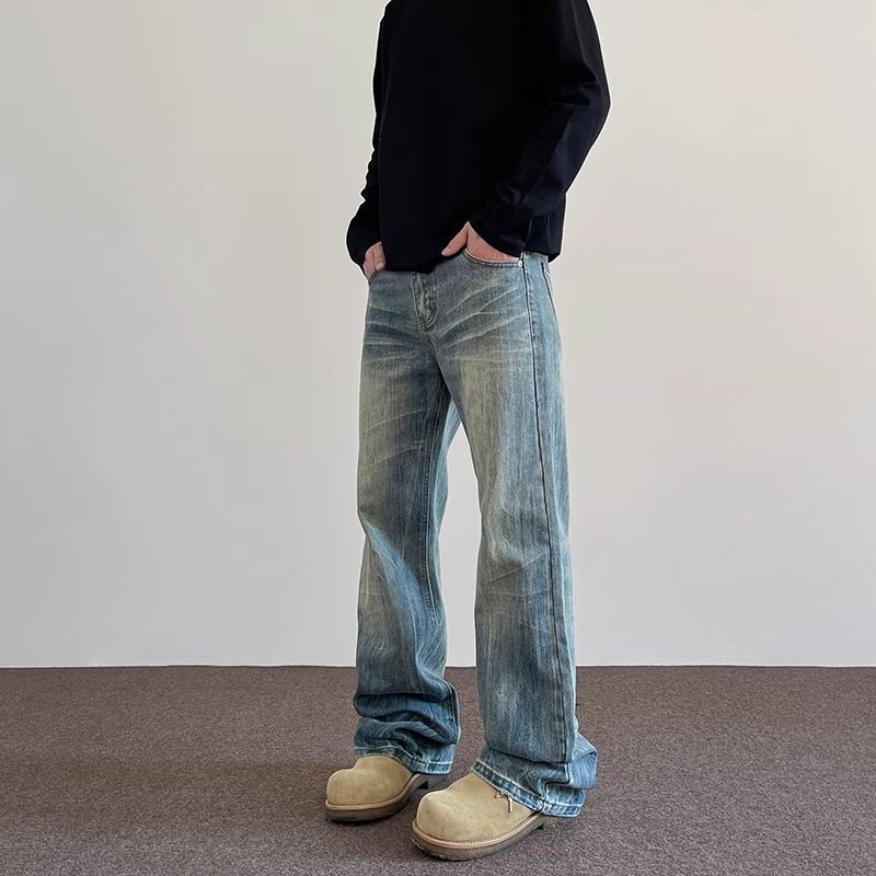 Men's Loose Straight Wide-leg High-street American Retro Pants