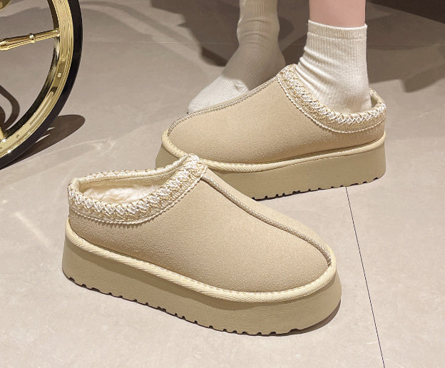 Fleece-lined Warm Closed Toe Half Slippers