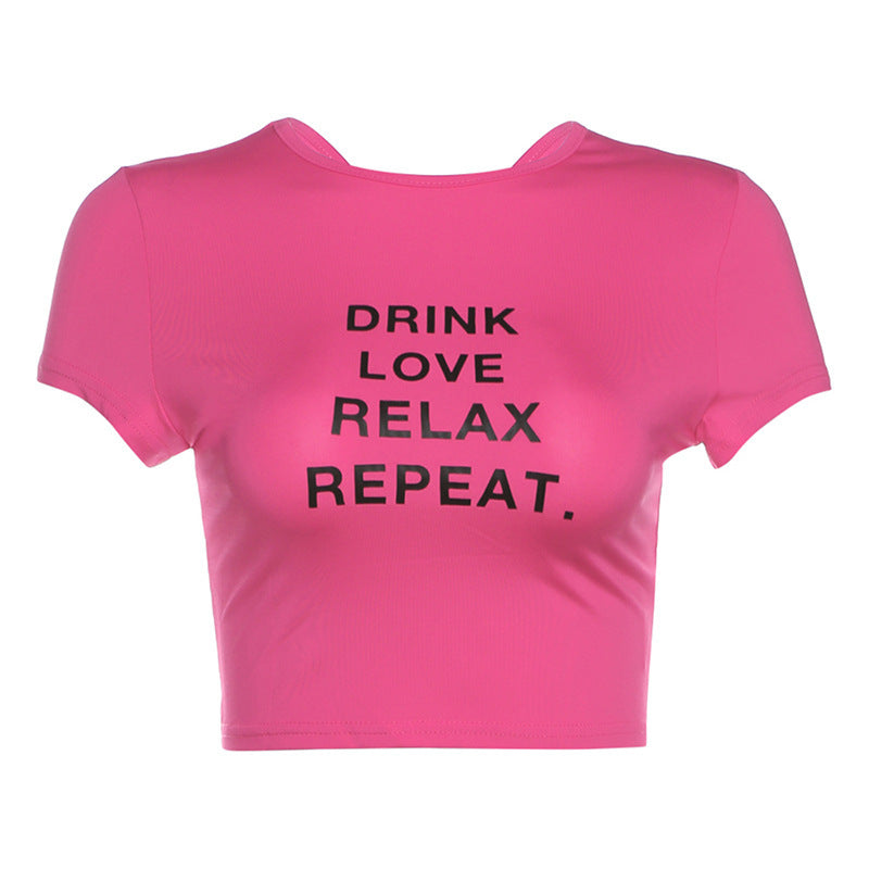 Womens American Round Neck Short Sleeve