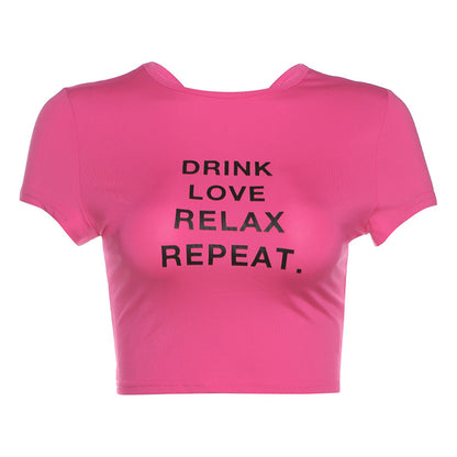 Womens American Round Neck Short Sleeve