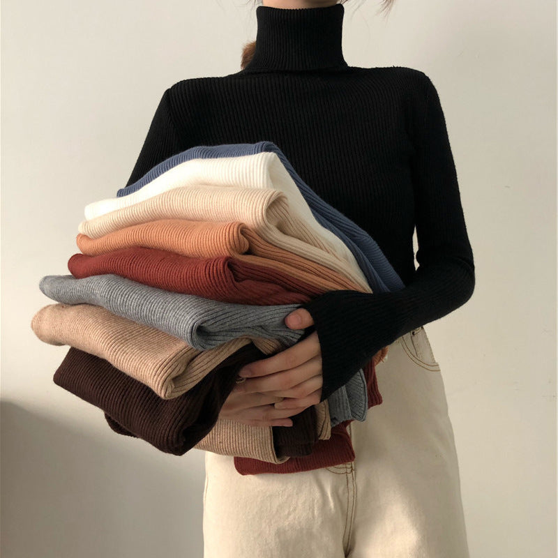 High neck long sleeve knit top