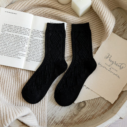 Solid Color Fashion Warm Classic Pattern Wool Socks