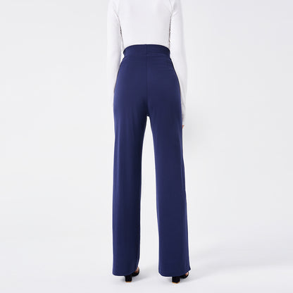 Solid Color Casual Pants Slim High-waisted Bell Bottoms