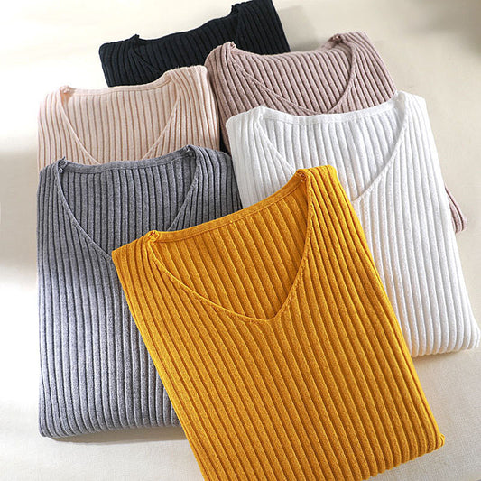 Knitted base sweater slim fit warm pullover top
