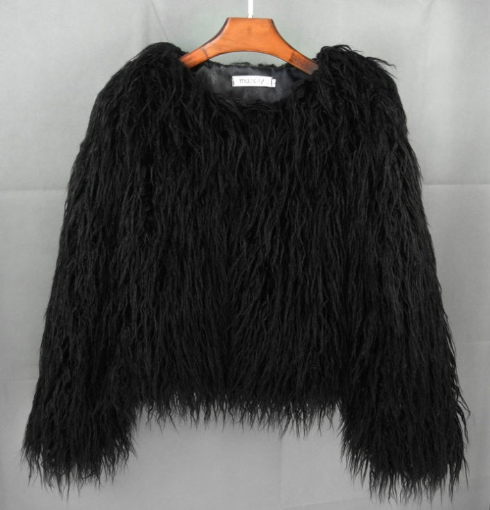 Furry Faux Fur Coat Plus Size Womens