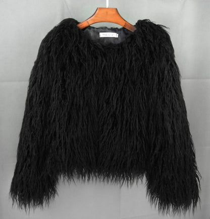 Furry Faux Fur Coat Plus Size Womens