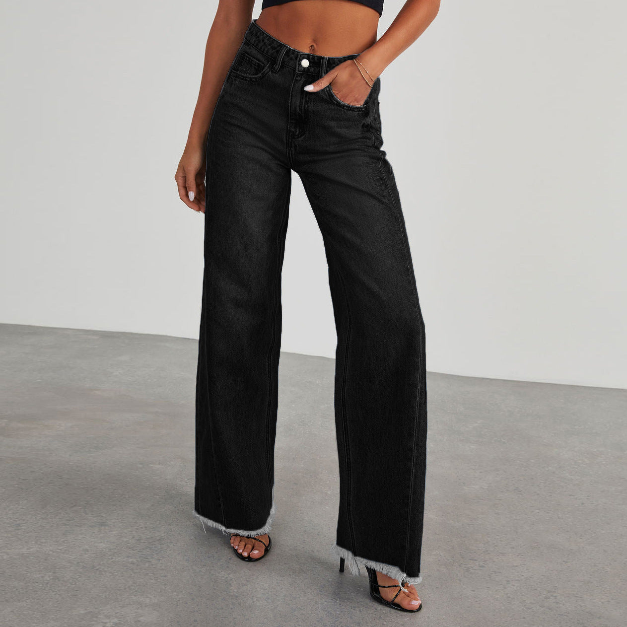 Womens Slim Fit Wide-leg Jeans