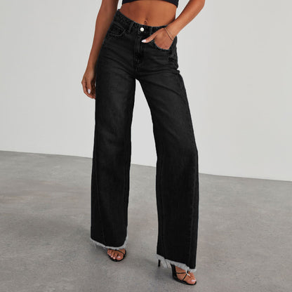 Womens Slim Fit Wide-leg Jeans