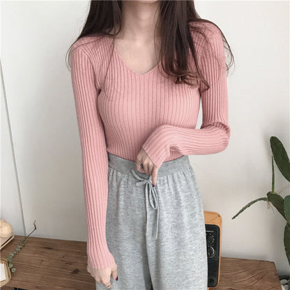 Knitted base sweater slim fit warm pullover top