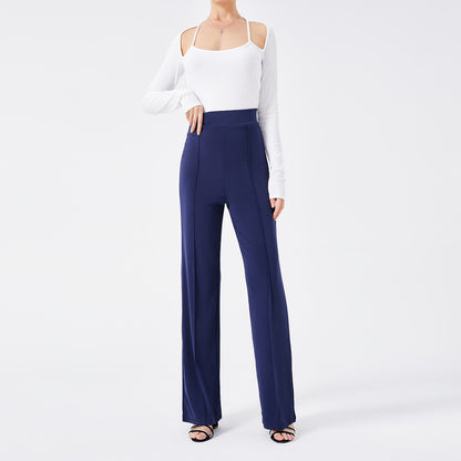 Solid Color Casual Pants Slim High-waisted Bell Bottoms