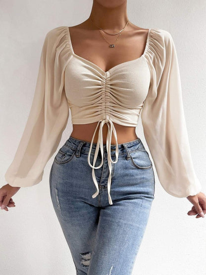 Low-cut Sexy V-neck Long Sleeve Top