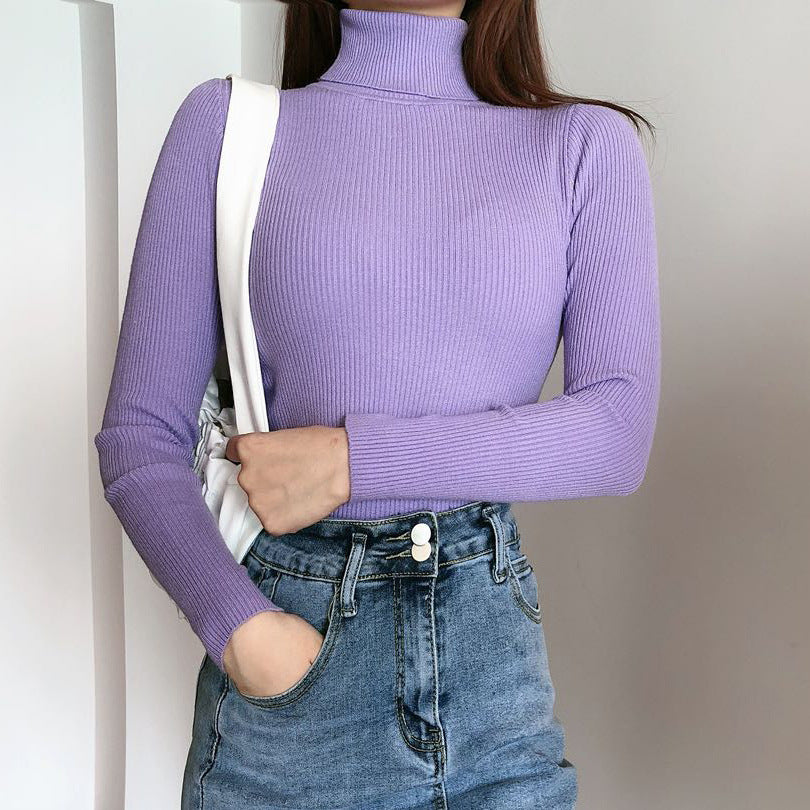 High neck long sleeve knit top
