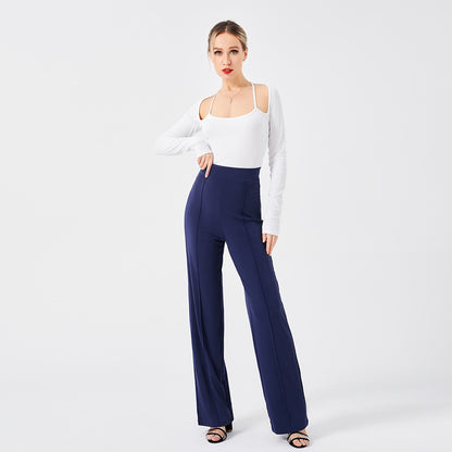 Solid Color Casual Pants Slim High-waisted Bell Bottoms