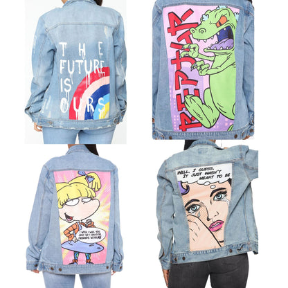 Womens Denim Graphic Jacket