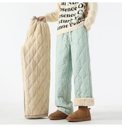 Mens Retro Rhombus Thick Cotton Pants