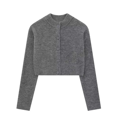 Women's Fashion Temperament Decorated Row Button Knitted Cardigan Coat Sweater