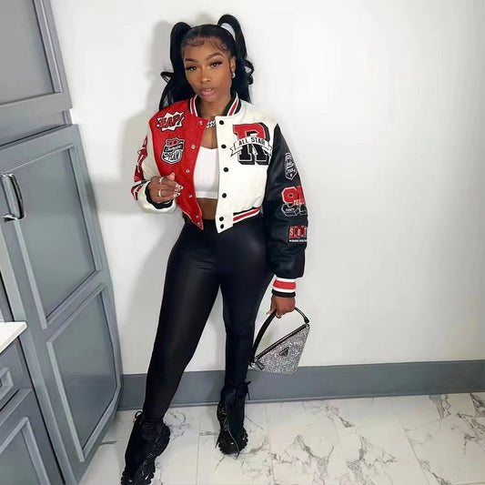 Press Button Fashion Printed Double Layer Jacket