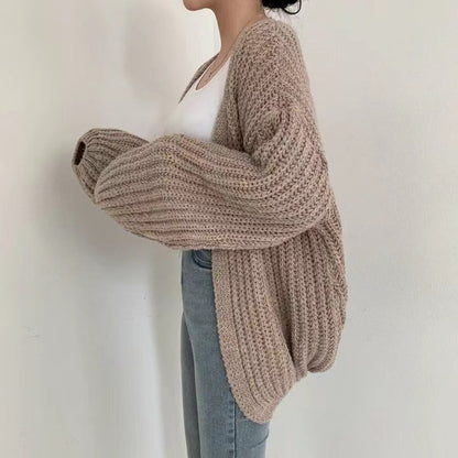 Solid Color Knitted Cardigan Sweater