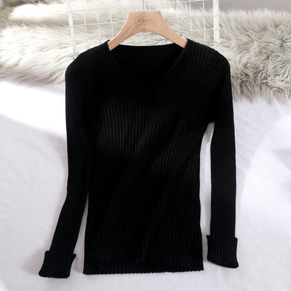 Knitted base sweater slim fit warm pullover top