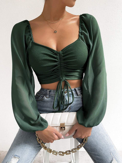Low-cut Sexy V-neck Long Sleeve Top