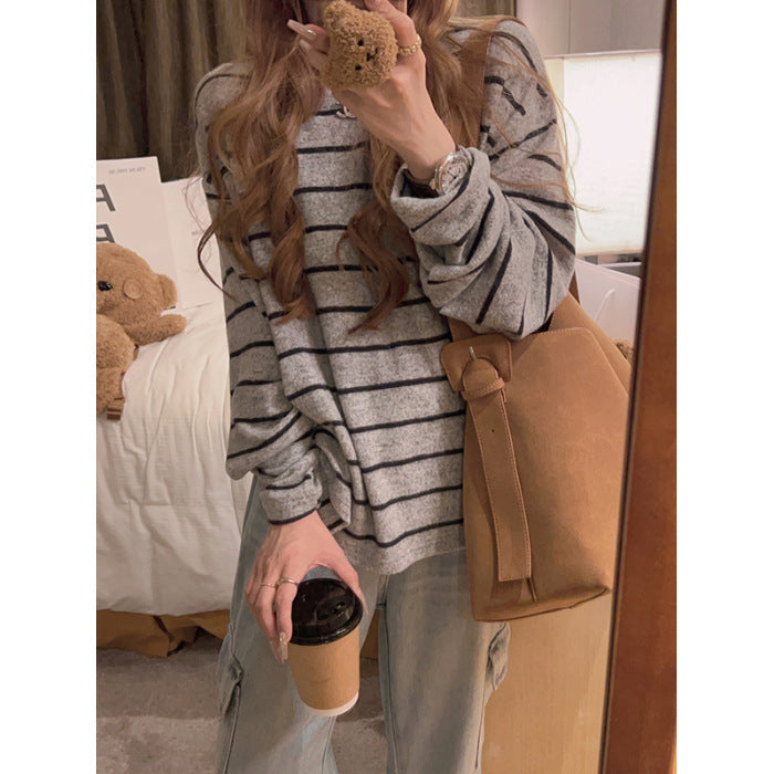 Autumn And Winter Lazy Style Loose Feeling Brushed Base Shirt