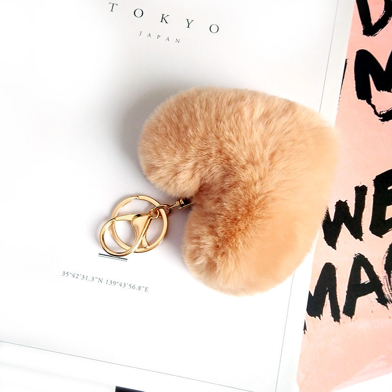 Love Rabbit Fur Plush Pendant  Keychain