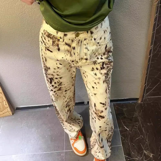 New Vintage Leopard Print Women's Jeans