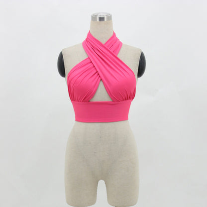Women Halter Neck Backless Shirt