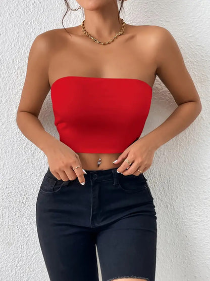 Sexy Navel Tube Top Strap Vest Outer Wear Tank-top