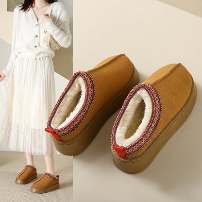 Fleece-lined Warm Closed Toe Half Slippers