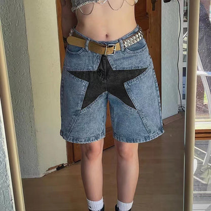 Five-pointed Star Patch Denim Pants