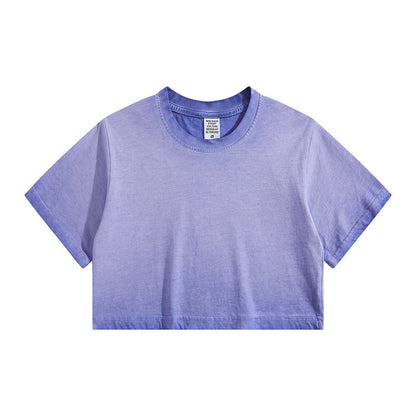 Distressed Colorful Frayed Cropped T-shirt