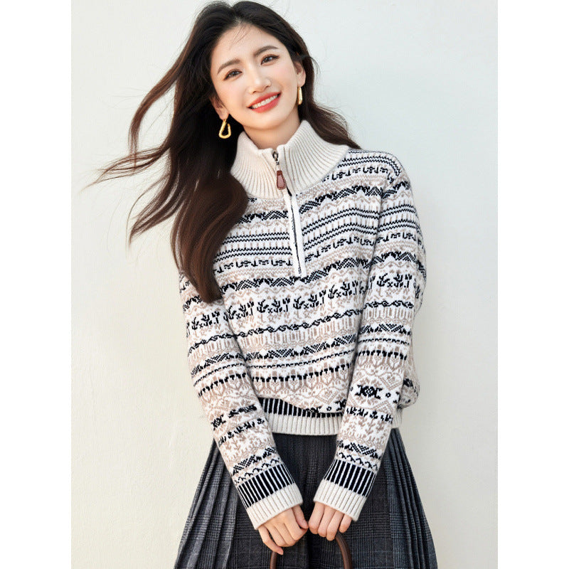 Women's Retro Jacquard Embroidered Knitwear