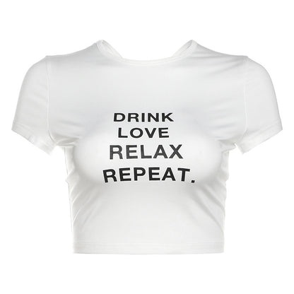 Womens American Round Neck Short Sleeve