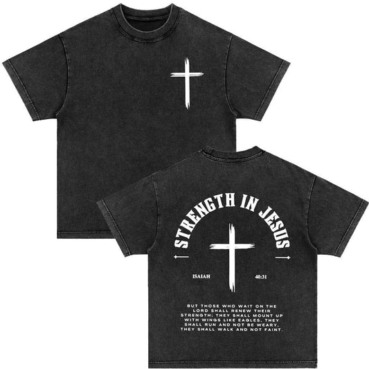 Retro Christ print Short-sleeved Shirt