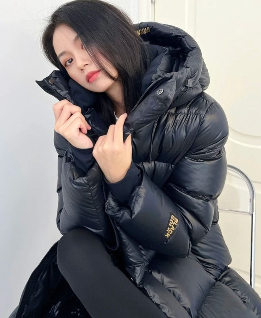 Womens Elegant Hooded Windproof Overknee Thickened Warm Jacket