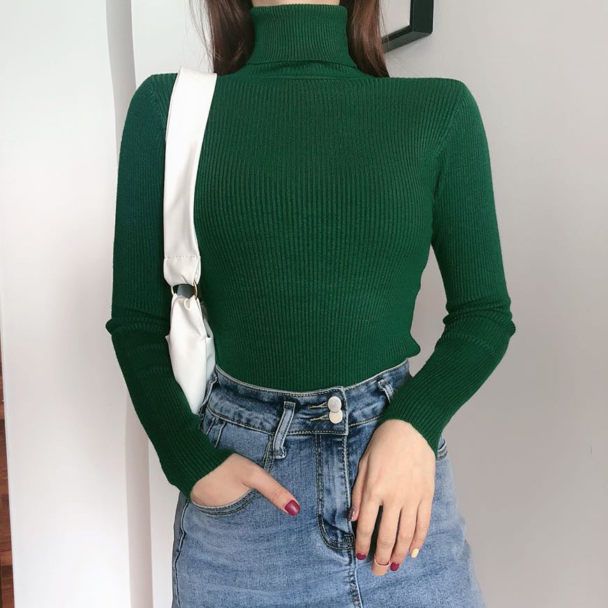 High neck long sleeve knit top