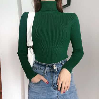 High neck long sleeve knit top