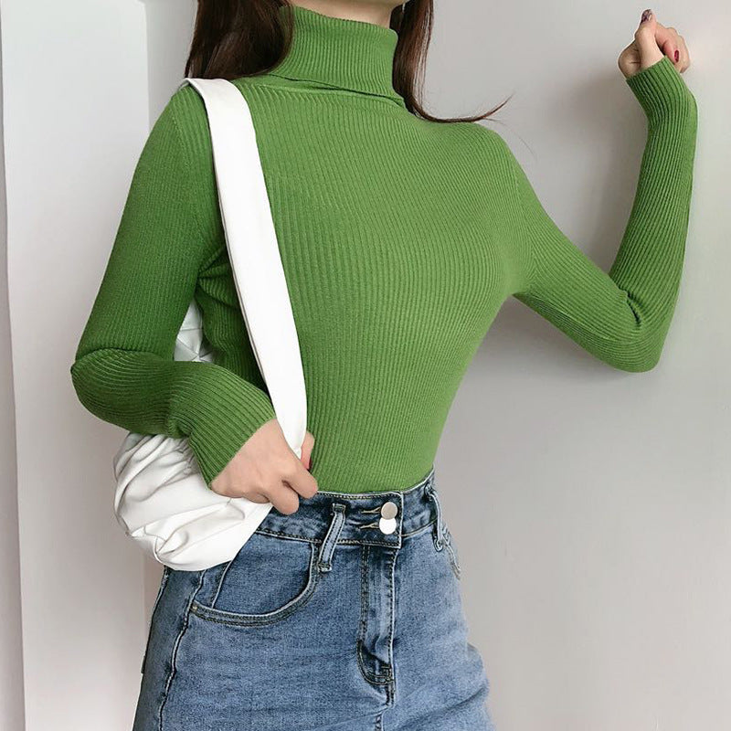 High neck long sleeve knit top