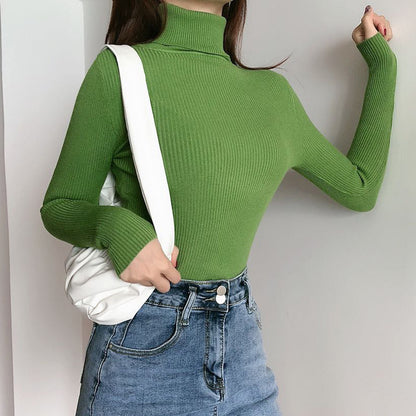High neck long sleeve knit top