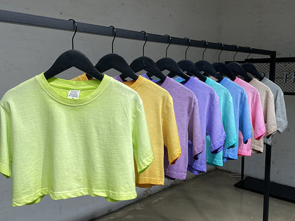 Distressed Colorful Frayed Cropped T-shirt