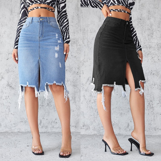 Womens High-Waisted Mini Wrap Skirt With A Slit