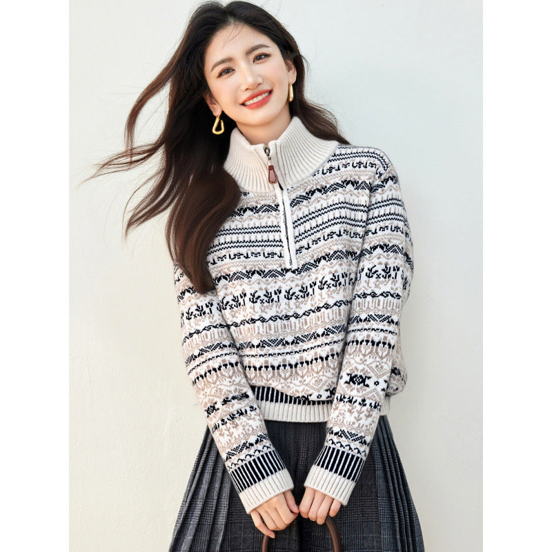 Women's Retro Jacquard Embroidered Knitwear