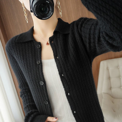 Spring And Autumn New Western Style Lapel Knitted Sweater