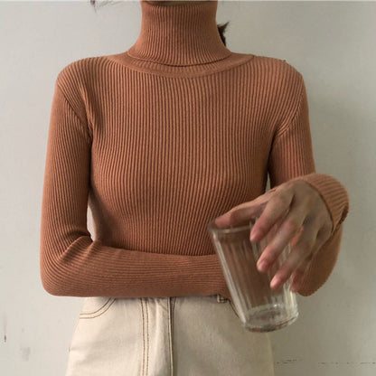High neck long sleeve knit top