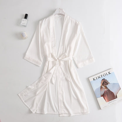 New Summer Robe Lace-up Ice Silk Women