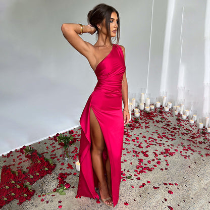 Sexy One-shoulder Backless Satin Dresses For Women